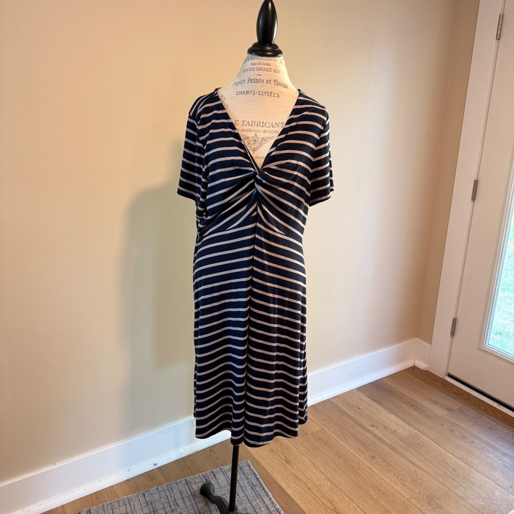 Torrid Women's Blue/White Striped Knot Front Fit and Flare Knit Dress Size 3